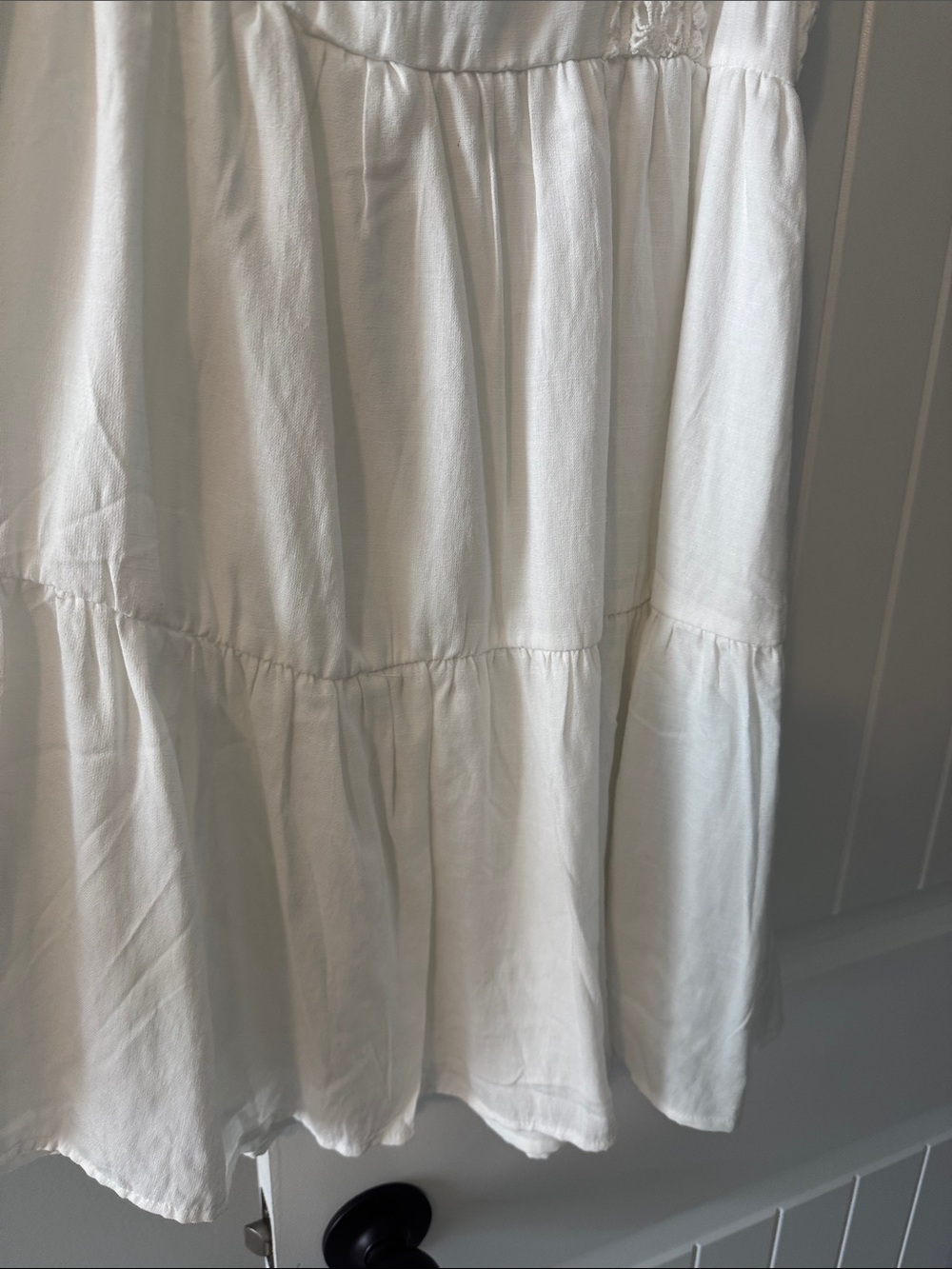 White Ruffled Tiered Sundress with Lace Trim - Picture 3 of 7